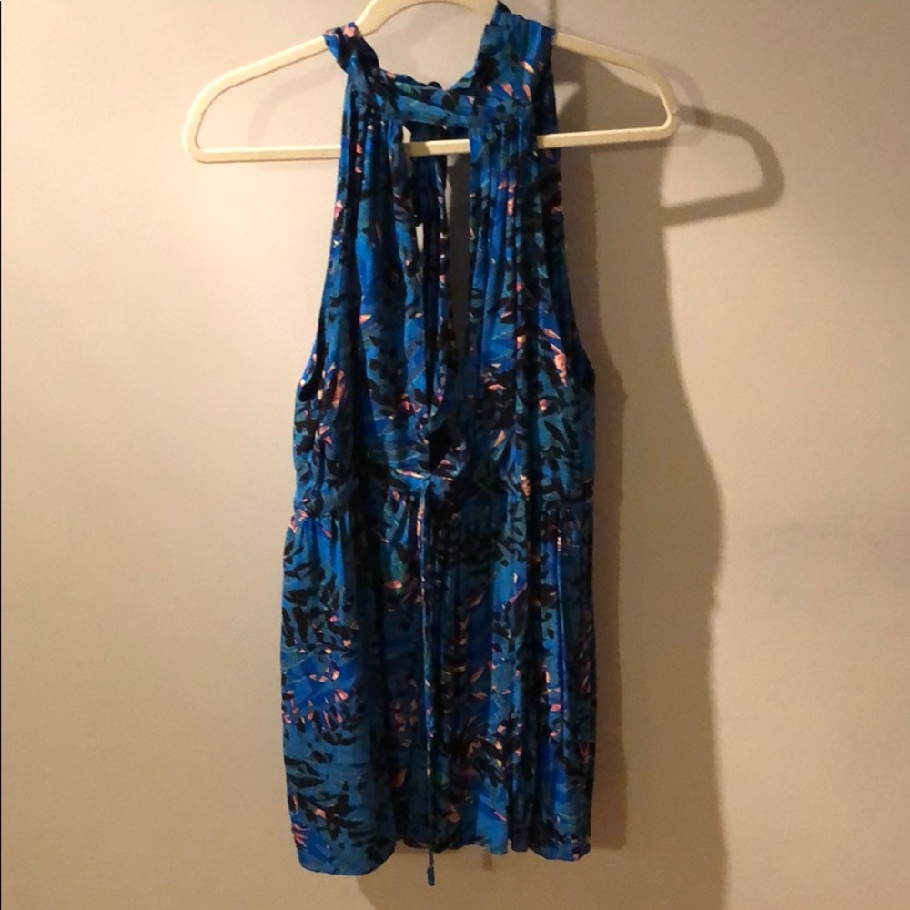 A blue patterned dress